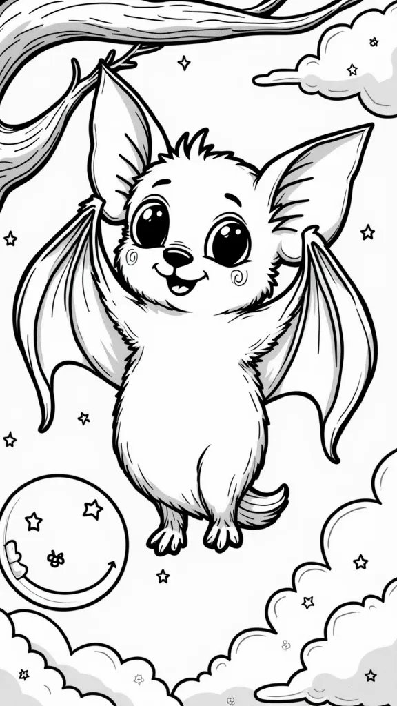 cute bat coloring page